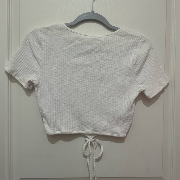 Women’s white tie cropped top - Picture 3 of 7